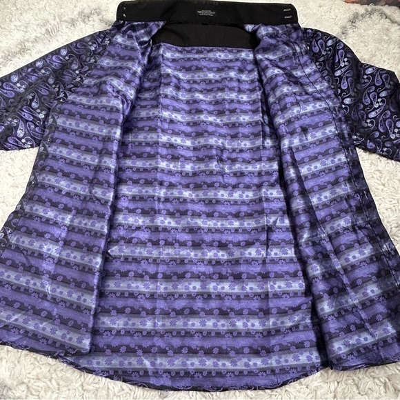 FERRECCI Men’s Satine Hi-1013 Purple & Black Flower Button Down Dress Sh… - Picture 8 of 12
